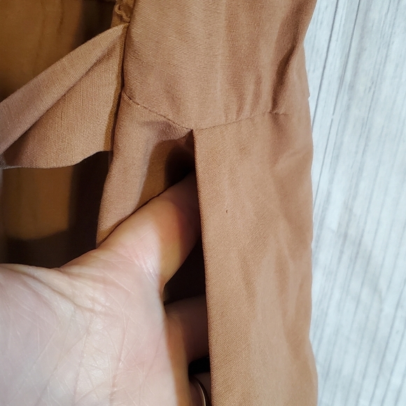 MING CASUAL JUMPSUIT. SZ MED. CLAY BROWN WIDE LEGS. VNECK - Picture 6 of 9